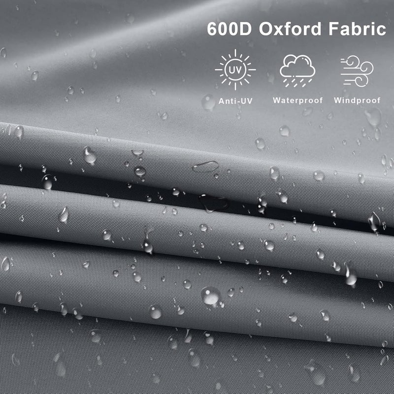COOSHADE 600D Patio Umbrella Parasol Cover Waterproof Outdoor Anti-UV Protective Cover with Zipper Fits Cantilever Offset Umbrella 7.5-15 Feet, Grey - Image 4
